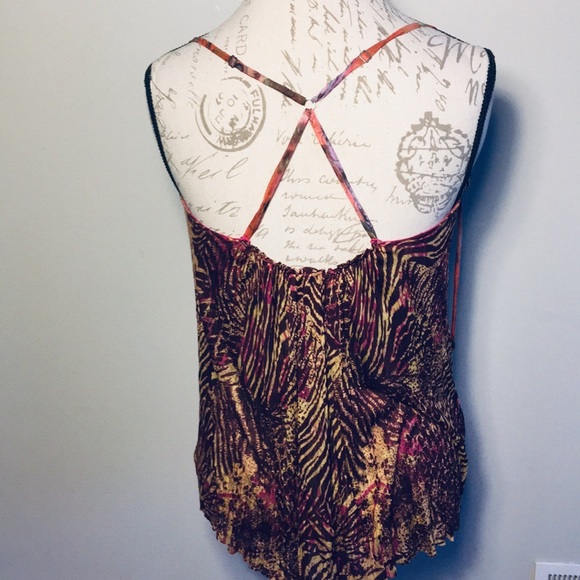 NWOT Free People patterned flouncy strappy tank S - Picture 6 of 8